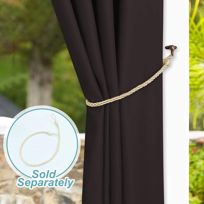 NICETOWN 2 Panels Brown Outdoor Curtains - Image 7