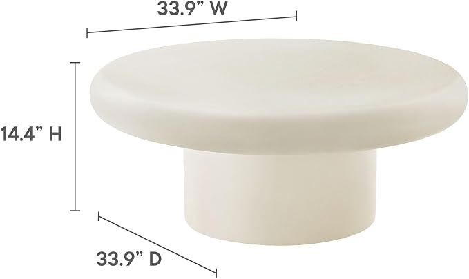 Modway Argos Round Concrete Coffee Table in White - Image 3