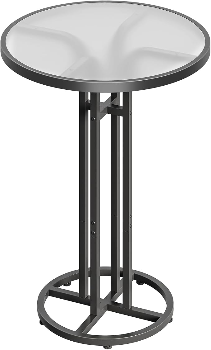 HOOBRO Bar Table, 23.6-Inch Round Pub Table, Frosted Glass Cocktail Table - Image 9