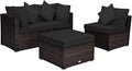 Tangkula 4 PCS Patio Rattan Sofa Set, Outdoor Wicker Sectional Furniture Set by TANGKULA