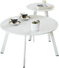 Outdoor Patio Coffee Table Set of 2, Weather Resistant End Table, Round Nesting by Meluvici