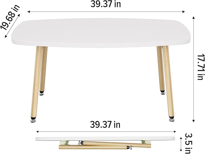 WOHOMO Folding Coffee Table 39.3'' White Coffee Tables - Image 2