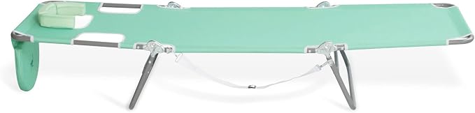 Ostrich 4-Position Outdoor Chaise Lounge w/Face Cushion & Arm Holes, Teal - Image 9