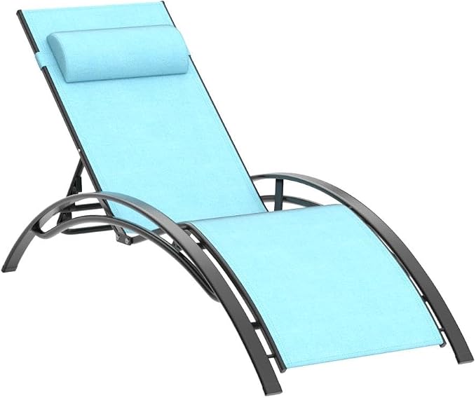 Purple Leaf Patio Chaise Lounge Set of 3 Outdoor Lounge Chair Beach Pool - Image 5