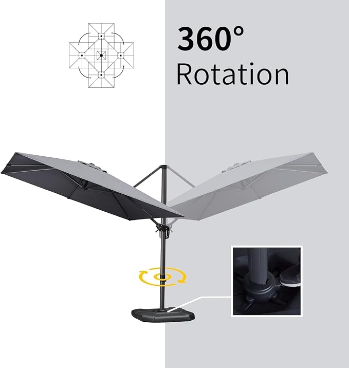 PURPLE LEAF 10' X 13' Patio Umbrella Outdoor Cantilever Rectangle Umbrella - Image 6