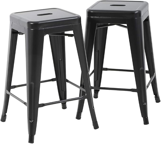FDW Metal Bar Stools Set of 4 Counter Height Bar Stools 24 Inches Industrial by FDW