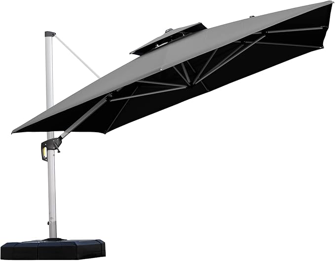 PURPLE LEAF 11 Feet Double Top Deluxe Square Patio Umbrella Offset Hanging by PURPLELEAF