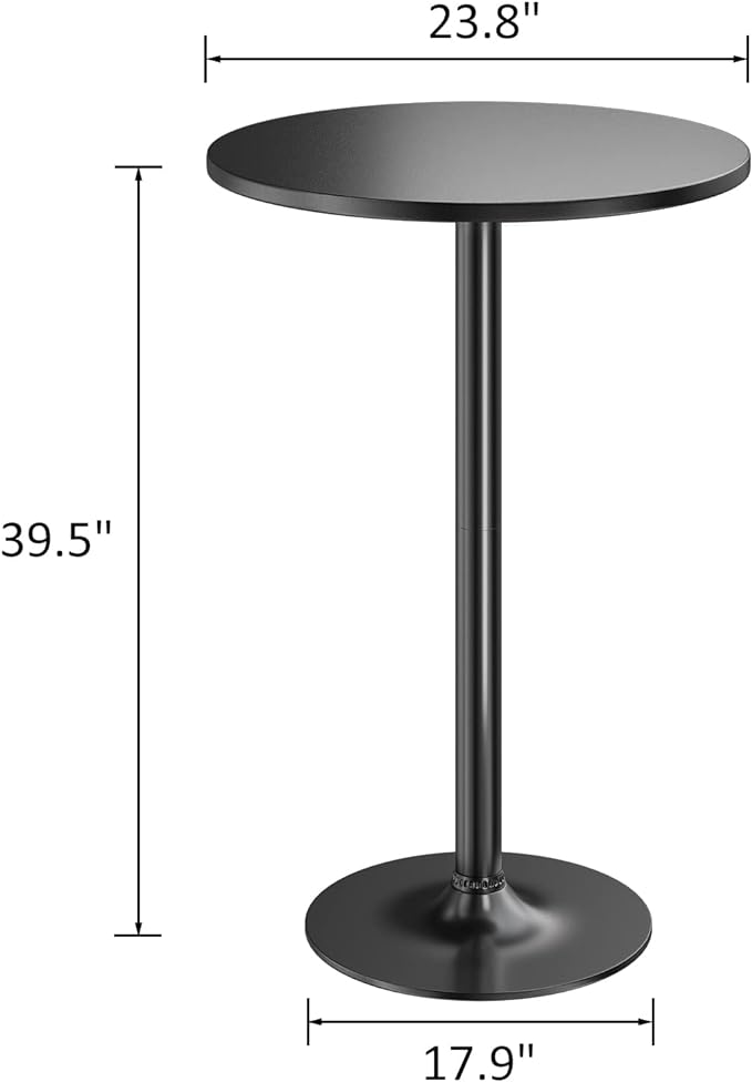 Furmax Bistro Pub Table 2 Pack Round Bar Height Cocktail Table Metal Base MDF - Image 3
