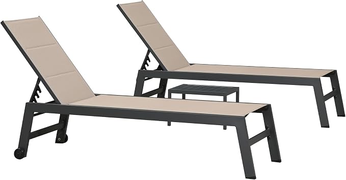 PURPLE LEAF Outdoor Chaise Lounge Set of 2 Aluminum Patio Lounge Chair - Image 9