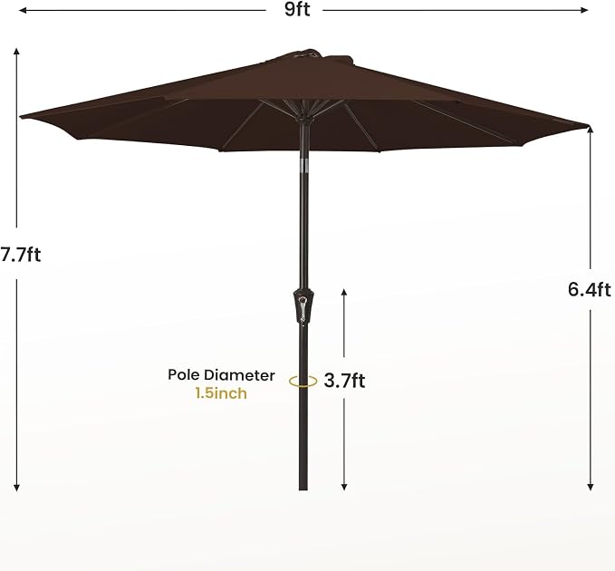 MEWAY 9ft Patio Umbrella Outdoor Table Umbrellas - Image 7