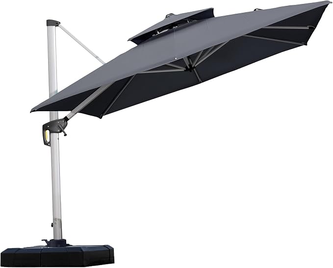 PURPLE LEAF 9ft Patio Umbrella Outdoor Square Umbrella Large Cantilever by PURPLELEAF
