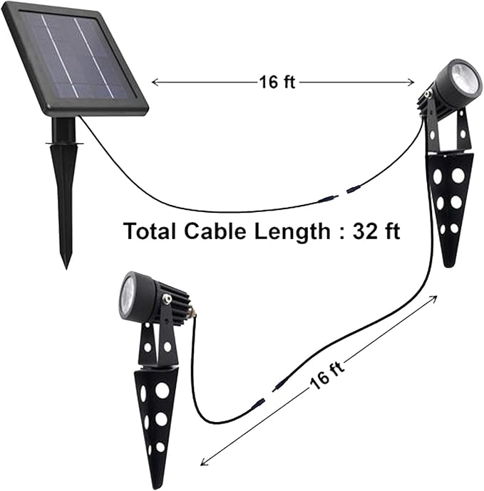 Mini 50X Twin Solar-Powered Flag Pole Light Cast Aluminium Cool White LED - Image 4