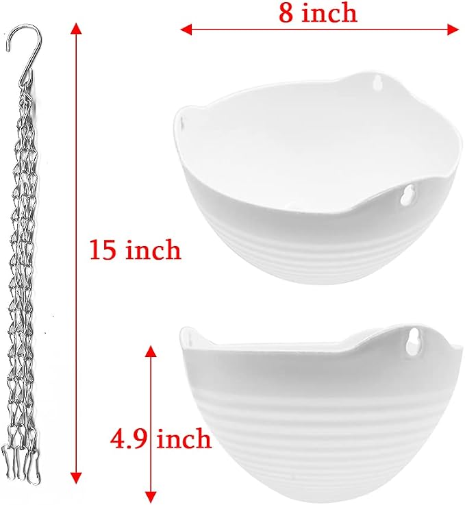 4 Pack 8 inch Hanging Planter Pots, Self-Watering Round Hanging Basket - Image 6