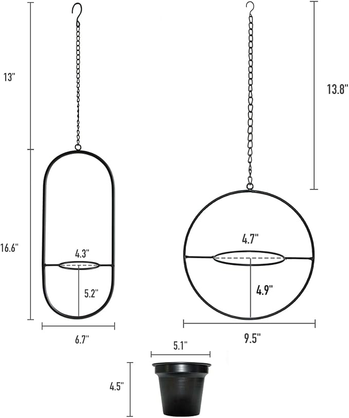 Metal Hanging Planters, Modern Plant Hanger - Image 3