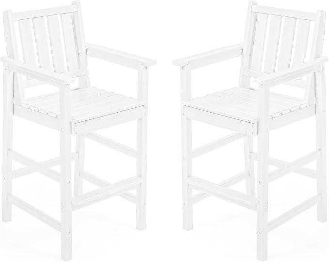 Adirondack Bar Chair Set of 2, HDPE Tall Adirondack Chairs Bar Stools by SeeHill