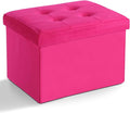 LINMAGCO Storage Ottoman Folding Foot Stool Velvet Foot Rest by LINMAGCO