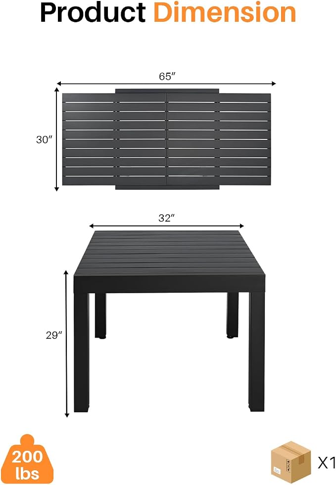 Patio Aluminum Extendable Dining Table, Rust-Free Expandable Outdoor Dining - Image 3