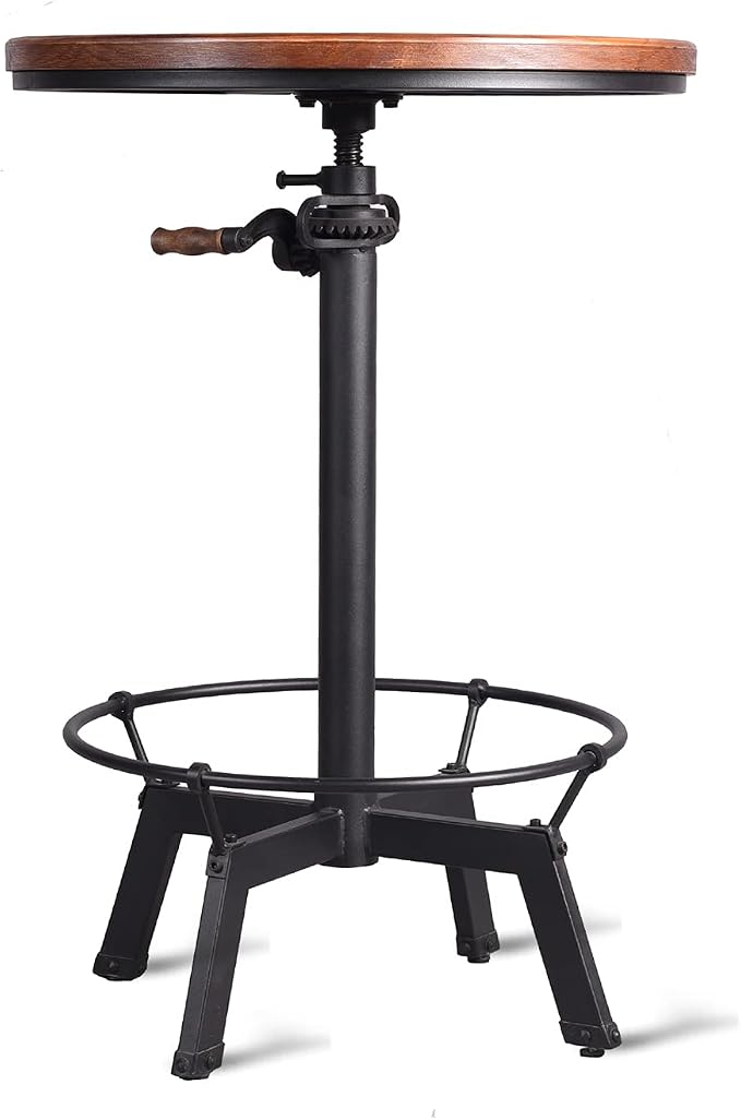 Topower Industrial Pub Table 23.65" Round Wood Top Adjustable Height 33.5"-39.4" - Image 9