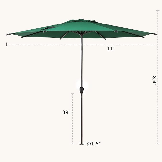 Abba Patio 11FT Lyon Outdoor Patio Umbrella Outdoor Table Umbrella - Image 7