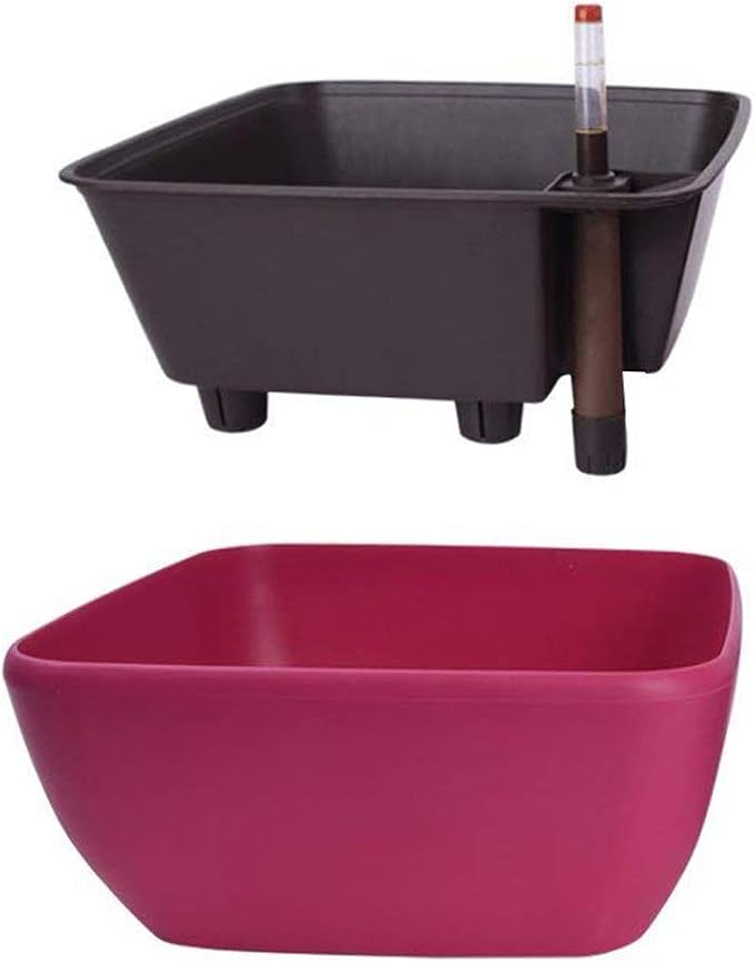 Vencer 10.8 Inch Plastic Square Self Watering Planter, Water Indicator - Image 3