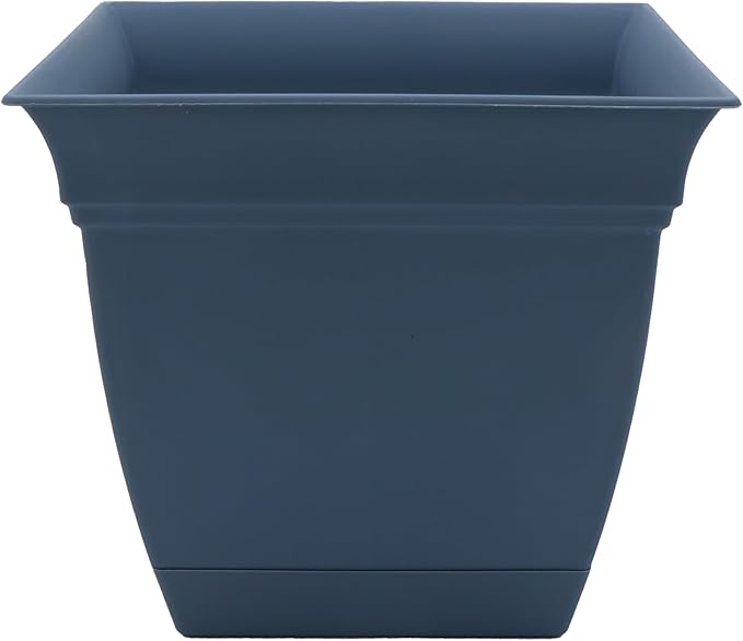 The HC Companies Eclipse Square Plastic Planter w/ Attached Saucer by TheHCCompanies