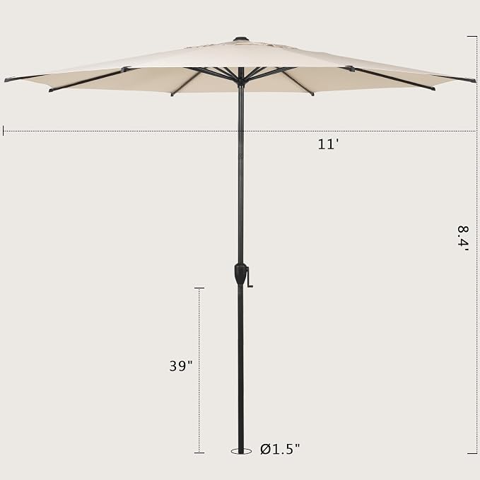Abba Patio 11FT Lyon Outdoor Patio Umbrella Outdoor Table Umbrella - Image 7