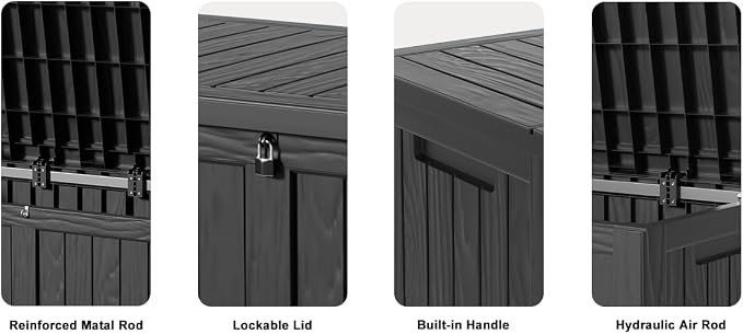 DRATO 120 Gallon Large Deck Box, Outdoor Storage Box - Image 7