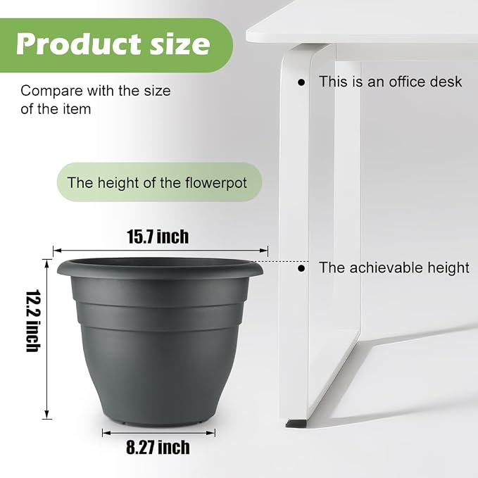 3 Pack Large 16 Inch Plastic Plant Pots - Image 4
