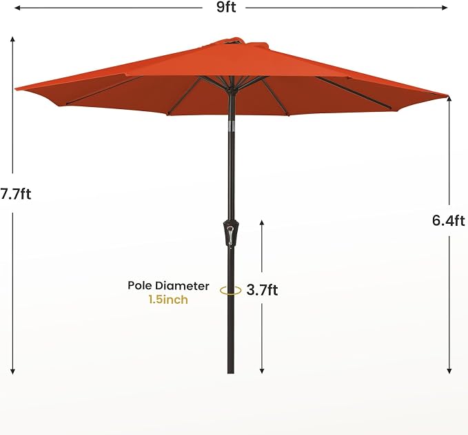 MEWAY 9ft Patio Umbrella Outdoor Table Umbrellas - Image 7