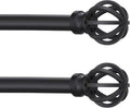 Black Curtain Rods for Windows 28 to 48 Inch, 2 Pack 5/8" Diameter Heavy Duty by Poskena