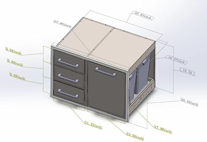Outdoor Kitchen Drawer Combo, BBQ Access Trash Drawer Combo - Image 9