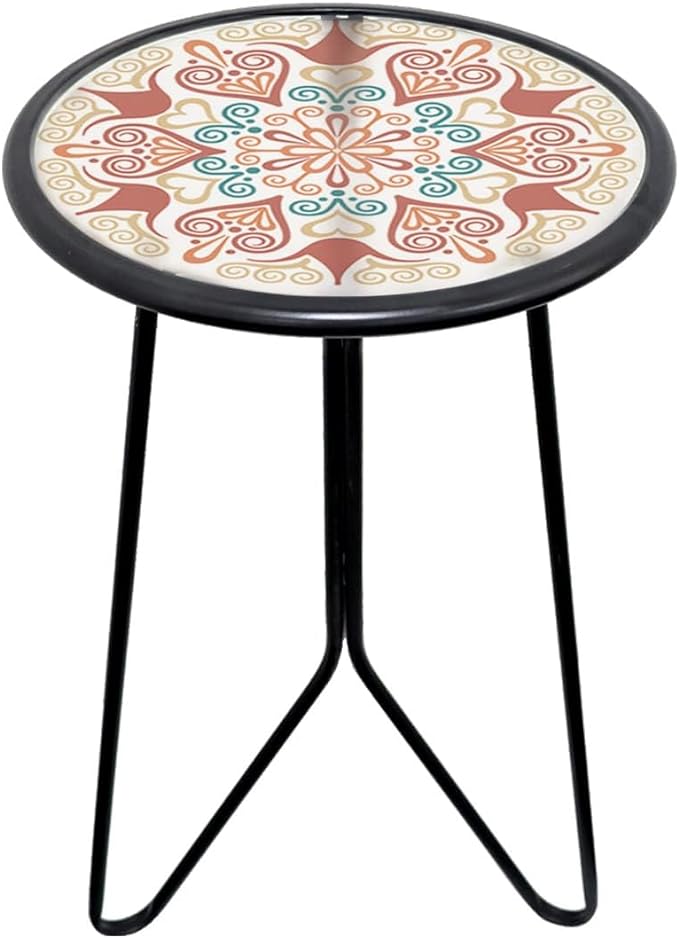 LIFFY Outdoor Metal Side Table, Indoor Round Home Decorative End Table by LiffyArt