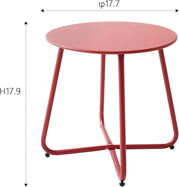 Outdoor Table Small Patio Side Table, Round Metal Side Table, Weatherproof - Image 3