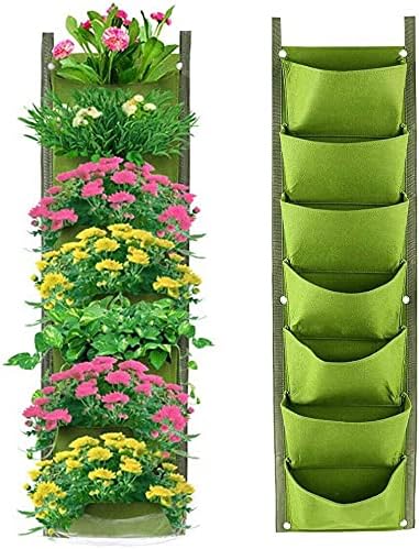 LITLANDSTAR Hanging Planter Bags, 2 Pack 7 Pocket Hanging Vertical Wall Planter - Image 9