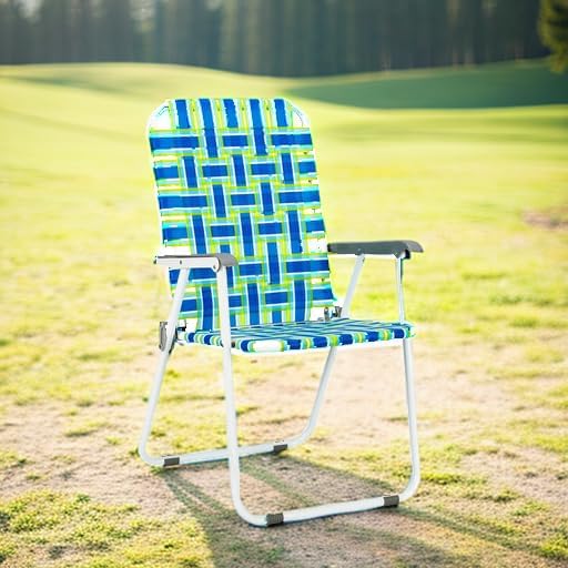 VINGLI Patio Lawn Webbed Folding Chairs Set of 4, Outdoor Beach Chair Portable - Image 5