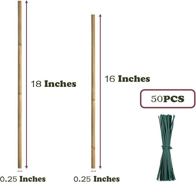50PCS Plant Stakes, 16 Inch Natural Bamboo Stakes, Garden Stakes - Image 2