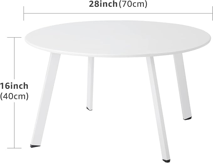 Outdoor Side Table, Outdoor/Indoor Metal Steel Patio Coffee Table, Round - Image 3