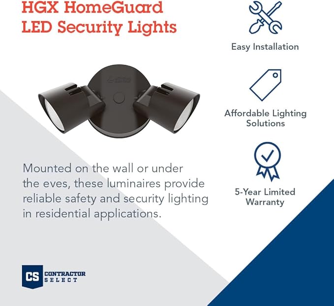 Lithonia Lighting HomeGuard 2-Light LED Outdoor Flood Lights, Wall or Ceiling - Image 2
