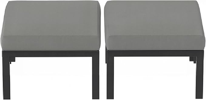 HOMREST Metal Outdoor Ottoman, 2-Piece Aluminum Footstool w/Removable Cushion by HOMREST