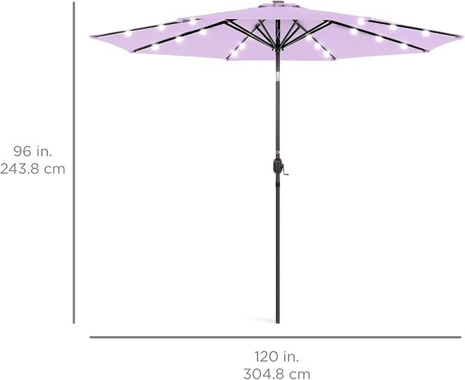 Best Choice Products 10ft Solar Polyester LED Lighted Patio Umbrella w/Tilt - Image 7