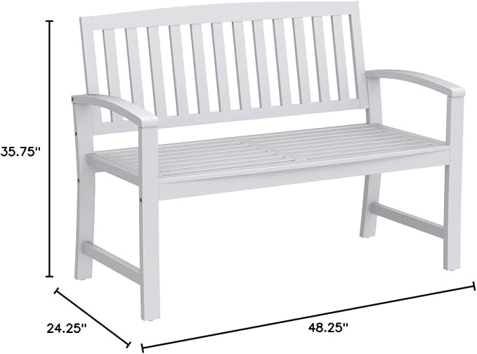 Christopher Knight Home Loja Outdoor Acacia Wood Bench, Pu White - Image 2