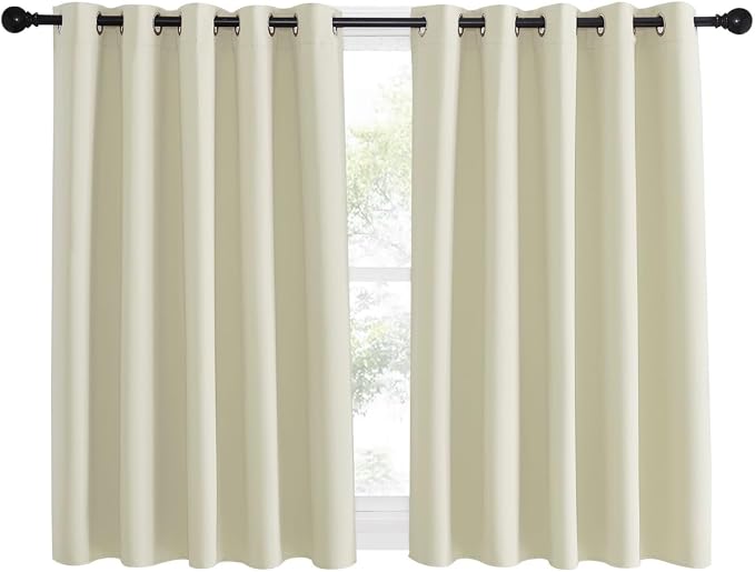 NICETOWN Room Darkening Beige Curtain 54 inches Long, Thermal Insulated Solid by NICETOWN