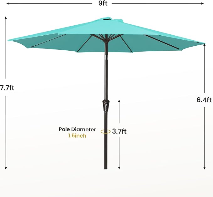 MEWAY 9ft Patio Umbrella Outdoor Table Umbrellas - Image 7