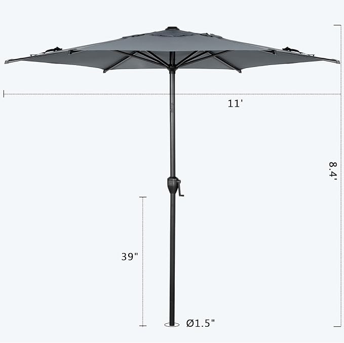 Abba Patio 11FT Lyon Outdoor Patio Umbrella Outdoor Table Umbrella - Image 7