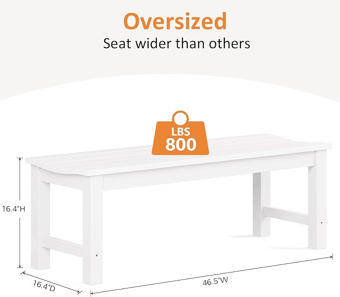 Outdoor Bench Set of 2, 2-Person Patio Backless Benches, HIPS Weatherproof - Image 3