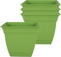 The HC Companies 8 Inch Eclipse Square Planter Pots w/Drainage Holes & Attached by TheHCCompanies
