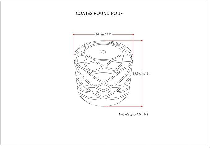 SIMPLIHOME Coates Contemporary Round Macrame Pouf in Cloud Grey Cotton - Image 3