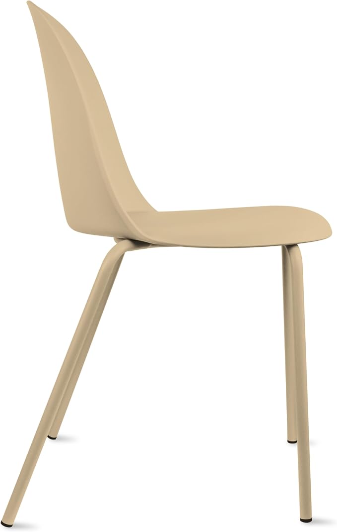 2xhome Set of 2 Modern Stackable Armless Dining Chairs | Plastic Shell Seat - Image 6