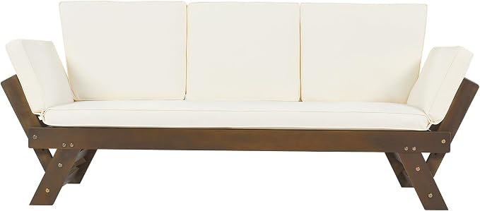 Merax Patio Sofa, Outdoor Adjustable Wooden Daybed, Chaise Lounge - Image 8
