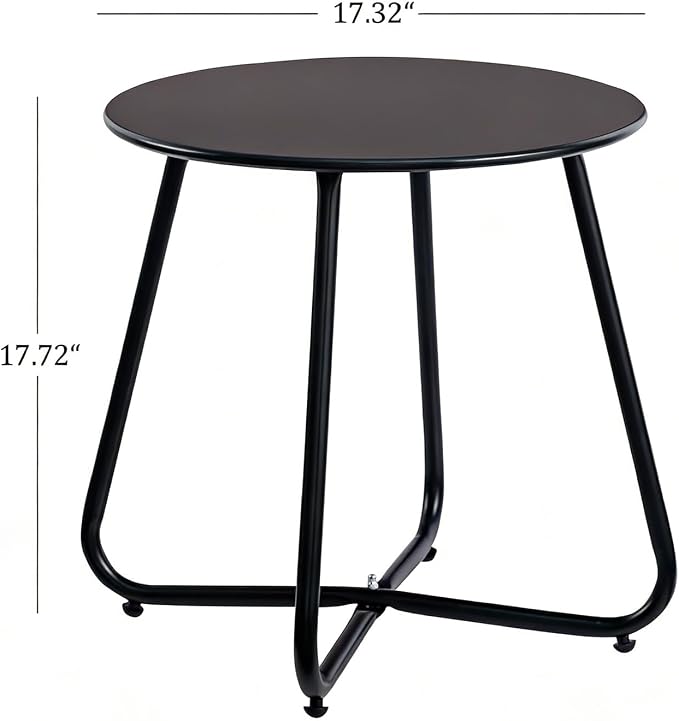 HollyHOME Round Metal Side Table, Rust-Resistant Patio Small Plant Stand - Image 3